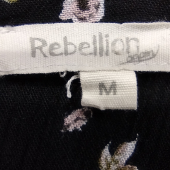 Rebellion Floral Dress Women's M Black Pink Cottagecore Peasant Retro 90s Y2K - Picture 8 of 9